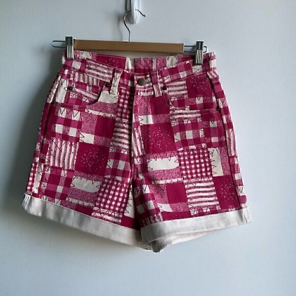 Vintage 90s High Waist Abstract Print Shorts - Picture 1 of 8